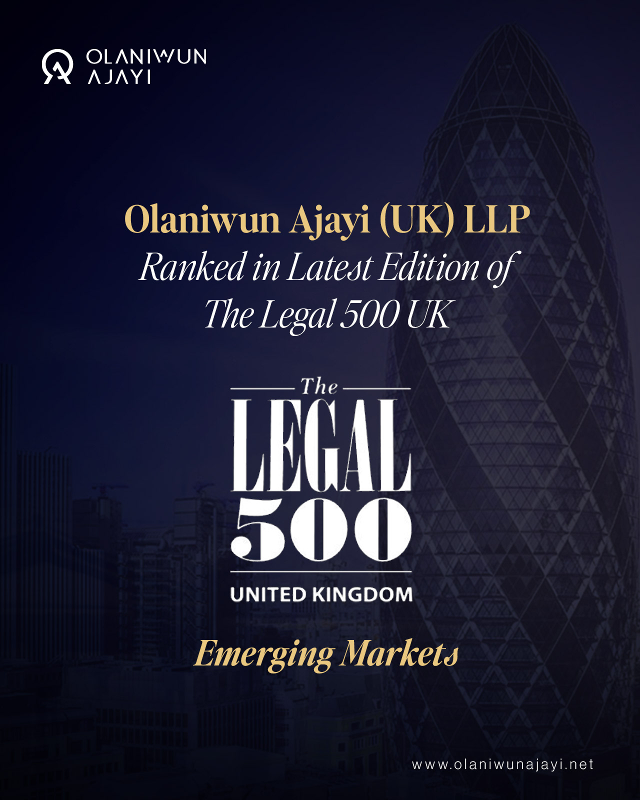 UK Firm, Olaniwun Ajayi LLP makes history as the first firm headquartered in Africa to be ranked in The Legal 500 UK