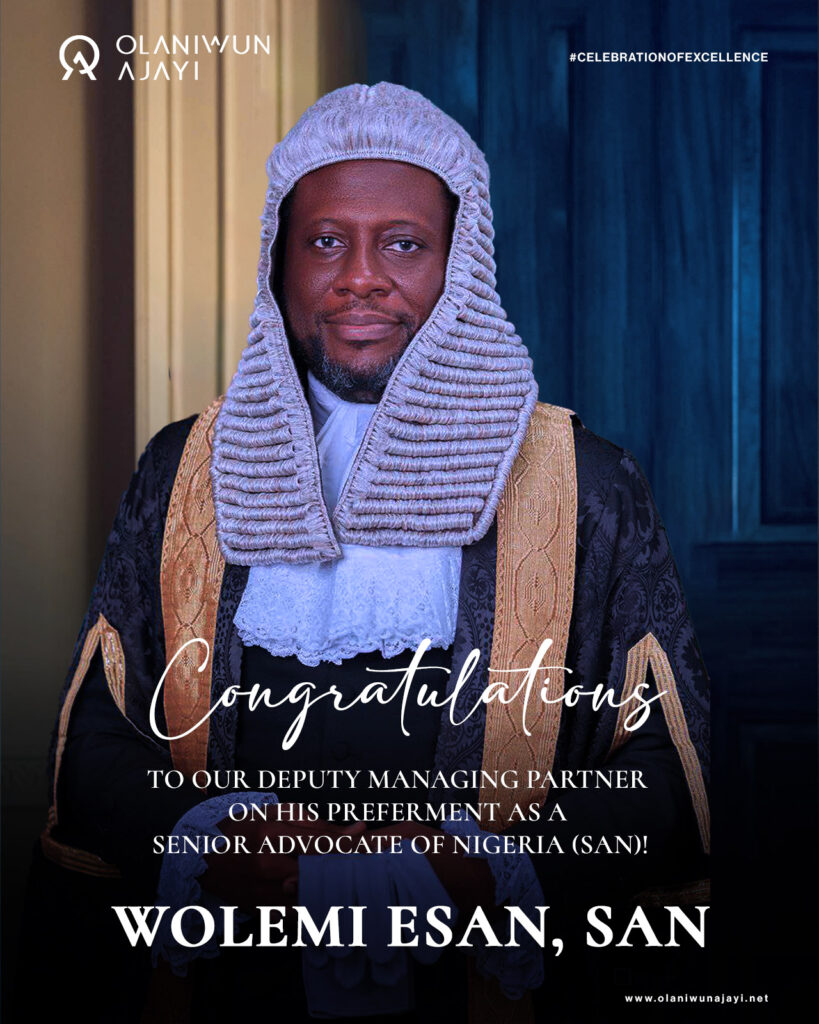 Wolemi Esan - Deputy Managing Partner at Top Africa Law Firm, Olaniwun Ajayi Appointed as Senior Advocate of Nigeria.