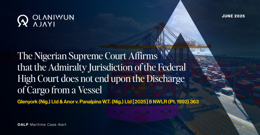 Admiralty jurisdiction of the Federal High Court does not ened upon the Discharge from a Vessel